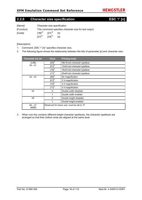 Emulation Command Set Reference Manual - Hengstler GmbH