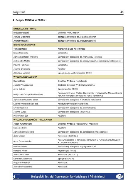 RAPORT ROCZNY - Małopolski Instytut Samorządu Terytorialnego i ...