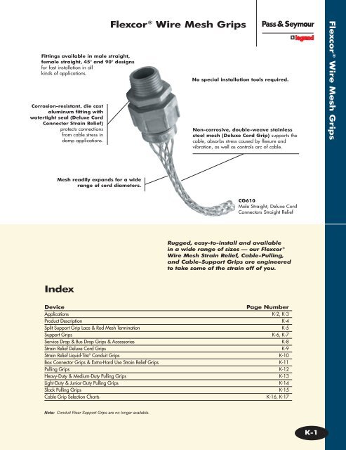 FlexcorÂ® Wire Mesh Grips Index - Womack Electric Supply Company