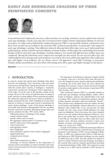 early age shrinkage cracking of fibre reinforced concrete