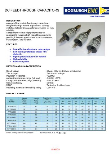 Roxburgh EMC DC Feedthrough Capacitors - EMCIA