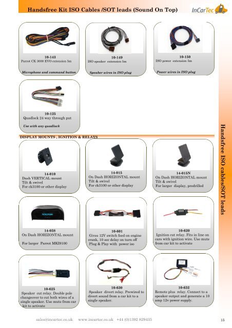 Handsfree Kit ISO Cables /SOT Leads - www.incartec.co.u