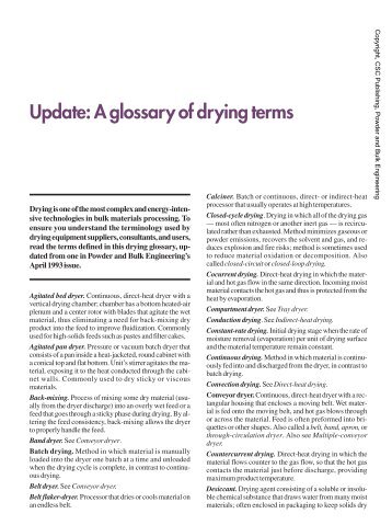 Drying Glossary - Powder and Bulk Engineering Magazine