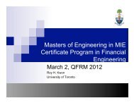 Masters of Engineering in MIE Certificate Program in Financial ...