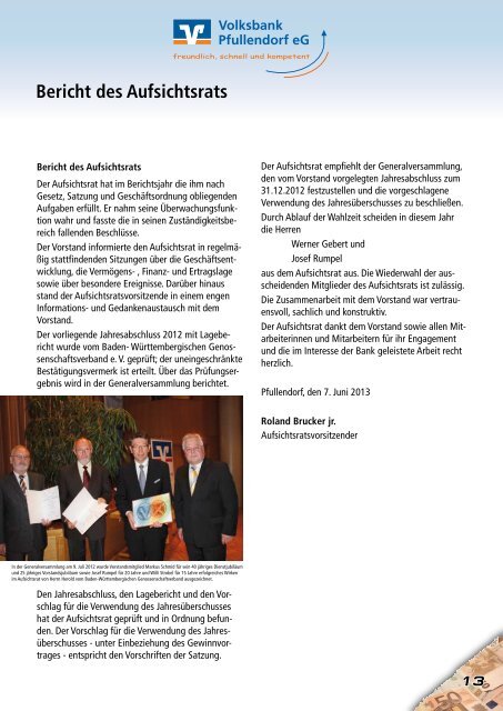 GeschÃ¤ftsbericht 2012 - Volksbank Pfullendorf eG