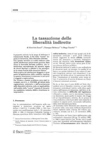 La tassazione delle liberalità indirette - Studio Rebecca & Associati