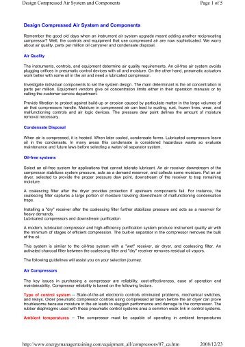 Design Compressed Air System and Components Page 1 of 5 ...