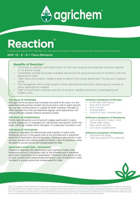 Reaction Pis Aus Pdf Agrichem