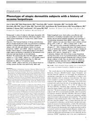 Phenotype of atopic dermatitis subjects with a history of eczema ...