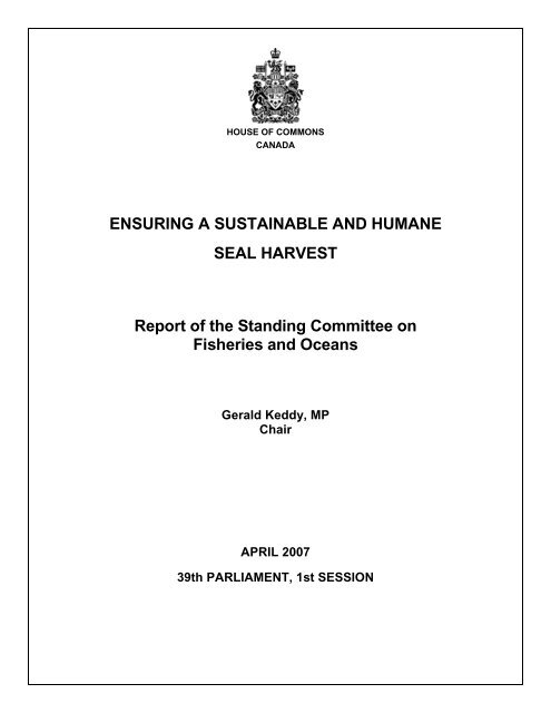 Ensuring a Sustainable and Humane Seal Harvest - Nunavut ...