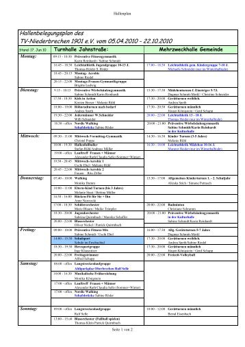 Hallenbelegungsplan des TV-Niederbrechen 1901 e.V. vom 05.04 ...