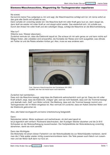Siemens-Waschmaschine, Magnetring fÃ¼r Tachogenerator reparieren