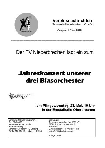 Jahreskonzert unserer drei Blasorchester - Turnverein Niederbrechen