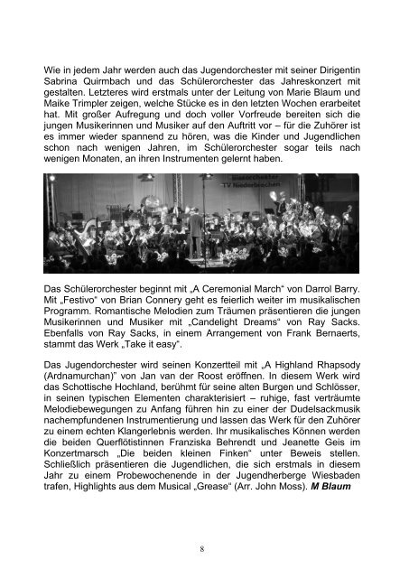 Jahreskonzert unserer drei Blasorchester - Turnverein Niederbrechen
