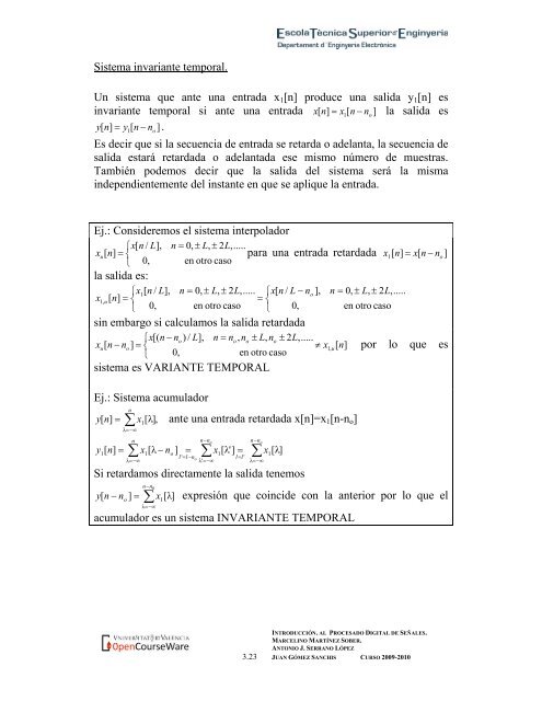 Tema 3. SeÃ±ales y sistemas en tiempo discreto. IntroducciÃ³n: â¢ Las ...