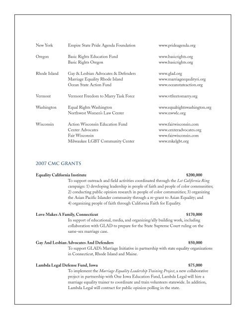 civil marriage collaborative - Funders for Lesbian and Gay Issues