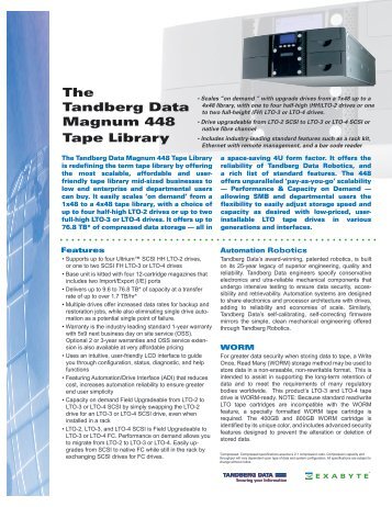 The Tandberg Data Magnum 448 Tape Library - STORETECH ...