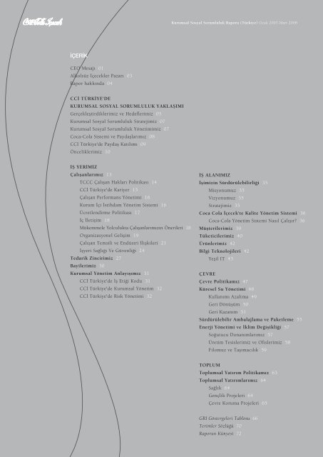 KSS Raporu Ocak 2007 - Mart 2008 - Coca Cola İçecek