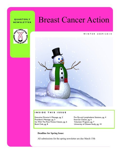 Winter 2009,2010 - Breast Cancer Action Ottawa