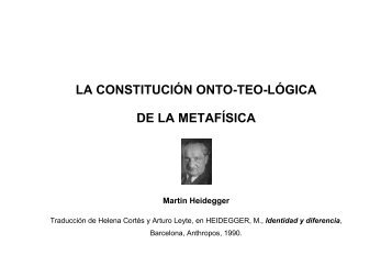 La constituciÃ³n onto-teo-lÃ³gica de la MetafÃ­sica - Heidegger