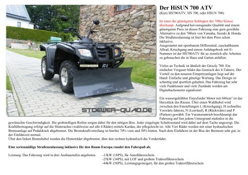 Der HiSUN 700 ATV - STOEWER-QUAD