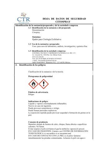 Citospray MSDS - CTR Scientific