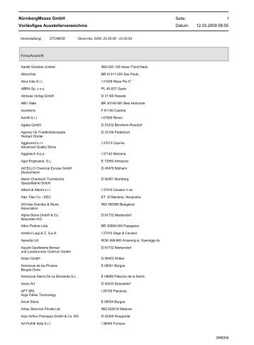 Vorläufiges Ausstellerverzeichnis 12.03.2009 08:55 ... - Stone+tec