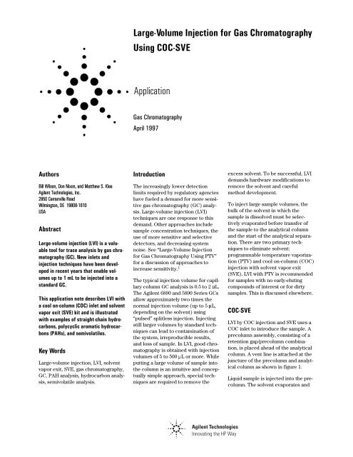 Large-Volume Injection for Gas Chromatography Using COC-SVE