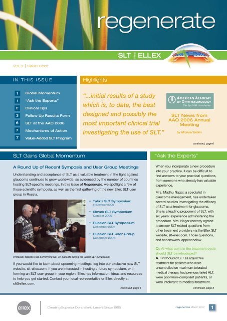 SLT newsletter 3 updated.indd - SLT for Glaucoma | Ellex