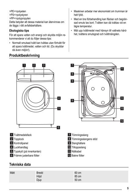 TvÃ¤ttmaskin Elektro Helios Modell TF1270E - Sigtunahem