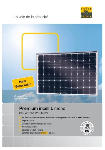 Fiches techniques Premium incell L mono - Solar-Fabrik AG