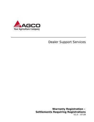 Settlements Requiring Registrations - AGCO DSS Team