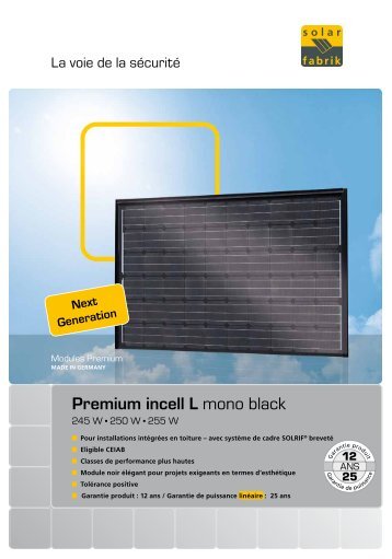 Fiches techniques Premium incell L mono black - Solar-Fabrik AG