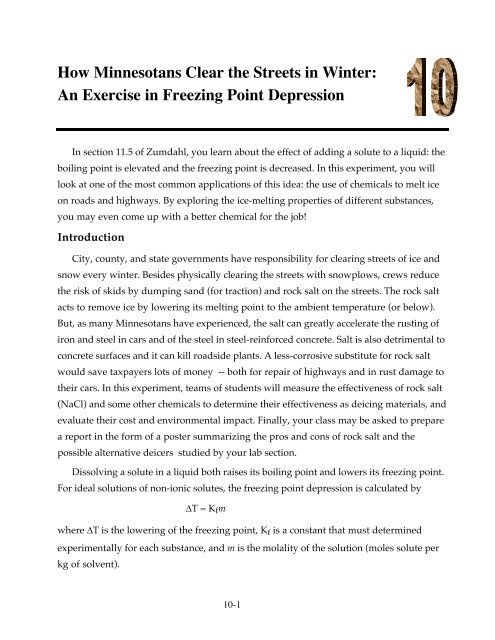 An Exercise in Freezing Point Depression