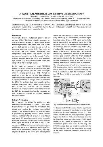 A WDM-PON Architecture with Selective-Broadcast ... - IEEE Xplore