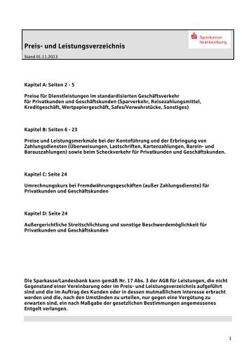 Preis- und Leistungsverzeichnis - Sparkasse Starkenburg