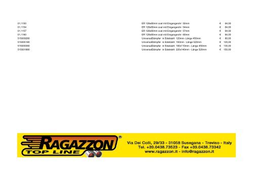 Ragazzon Italy Sport-Exhaust Systems netto Pricelist - TRC-Tuning