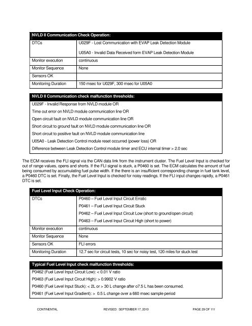 OBD Operation Summary for Fiesta - MotorCraftService.com