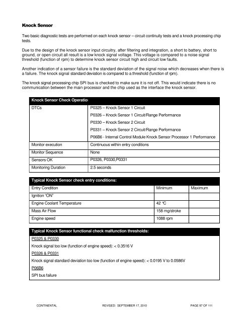 OBD Operation Summary for Fiesta - MotorCraftService.com