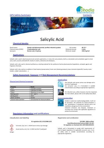 Salicylic Acid - Rhodia