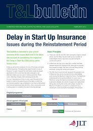 Delay in Start Up Insurance - issues during the reinstatement ... - JLT