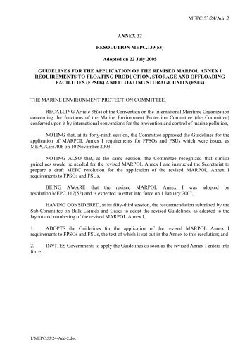 MEPC 53/24/Add.2 ANNEX 32 RESOLUTION MEPC.139(53 ... - IMO