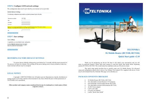 4 TELTONIKA 3G Mobile Router (RUT100, RUT104) Quick Start ...