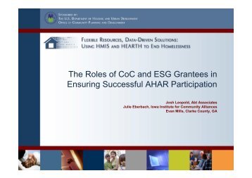 Role of CoC and ESG Grantees in AHAR - HUDHRE.info