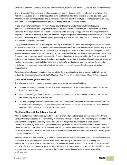 Volume 2: Draft Gorst Planned Action Environmental Impact Statement