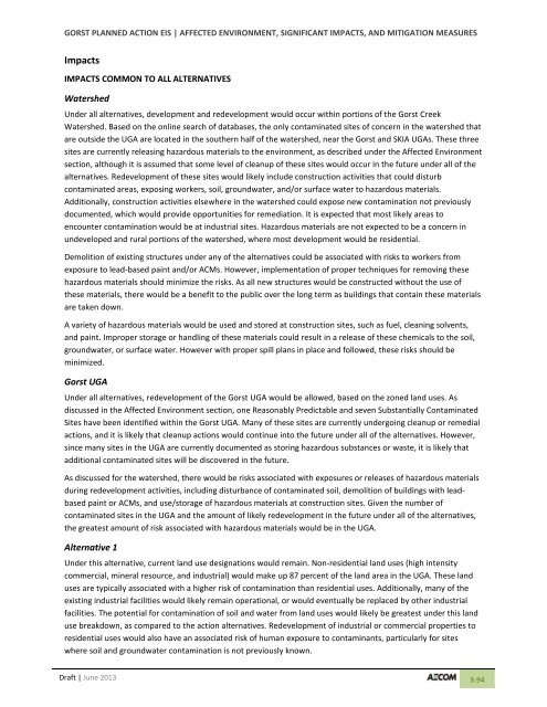 Volume 2: Draft Gorst Planned Action Environmental Impact Statement