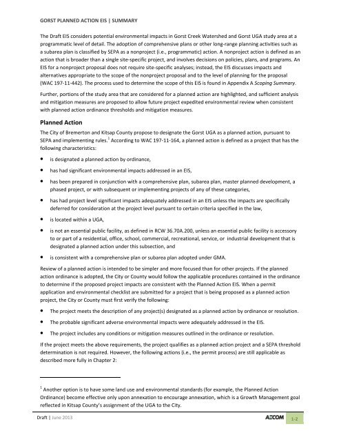 Volume 2: Draft Gorst Planned Action Environmental Impact Statement