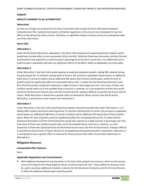 Volume 2: Draft Gorst Planned Action Environmental Impact Statement