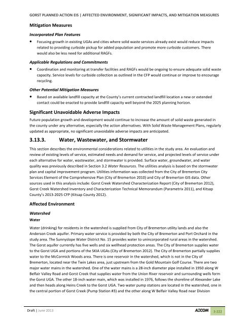 Volume 2: Draft Gorst Planned Action Environmental Impact Statement