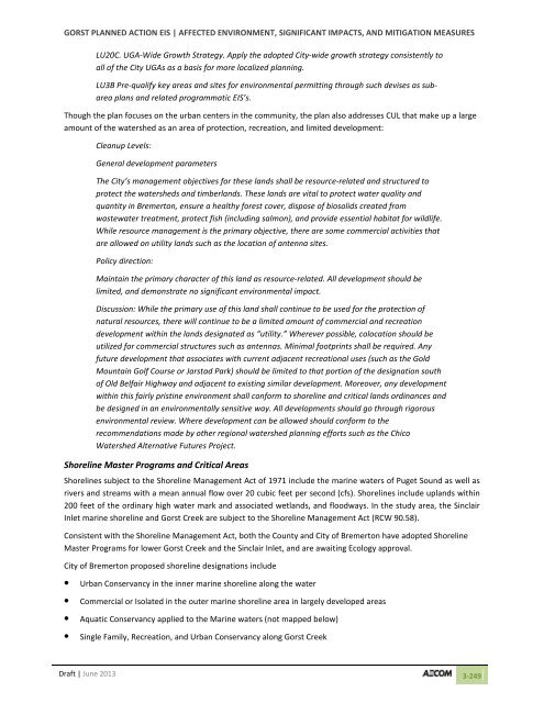 Volume 2: Draft Gorst Planned Action Environmental Impact Statement